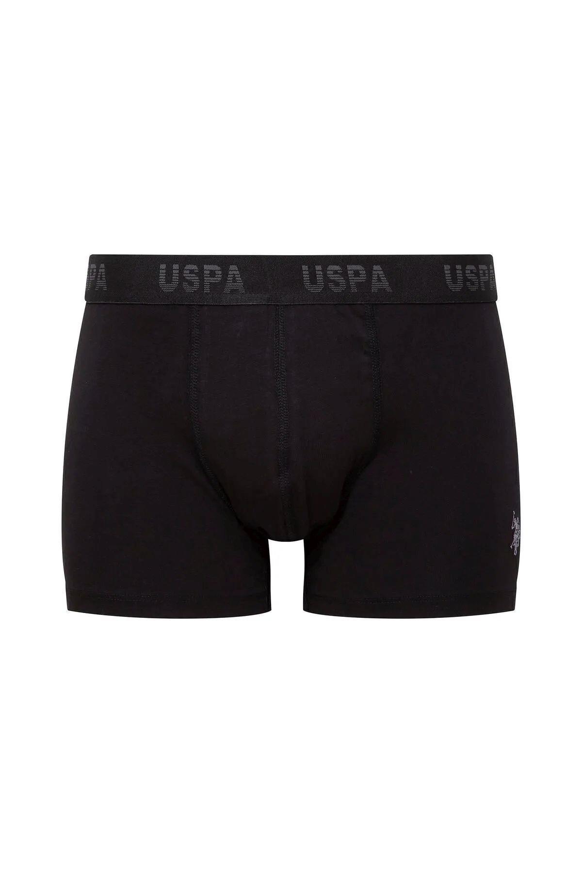 U.S. Polo Assn. 80505 Erkek Baskılı-Siyah-Antrasit Pamuklu 3 Lü Boxer