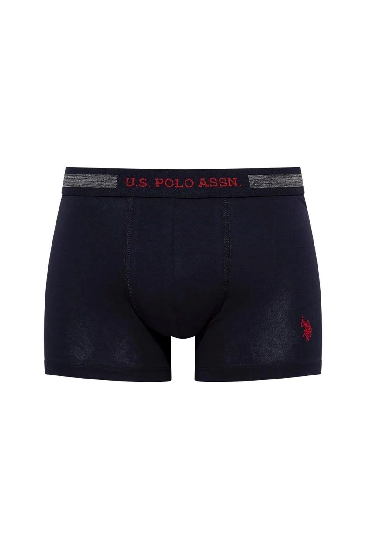 U.S. Polo Assn. 90004 Erkek Lacivert-Grimelanj-Beyaz Battal Beden 3 Lü Boxer