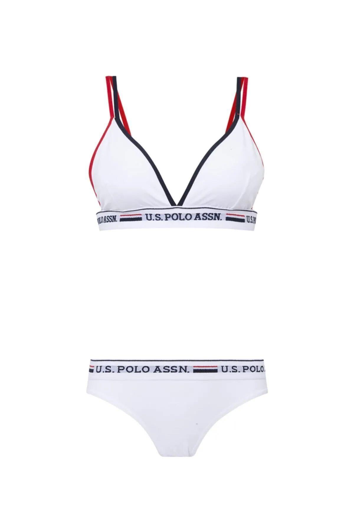 U.S. Polo Assn. 66254 Kadın Beyaz Büstiyer Slip Takım