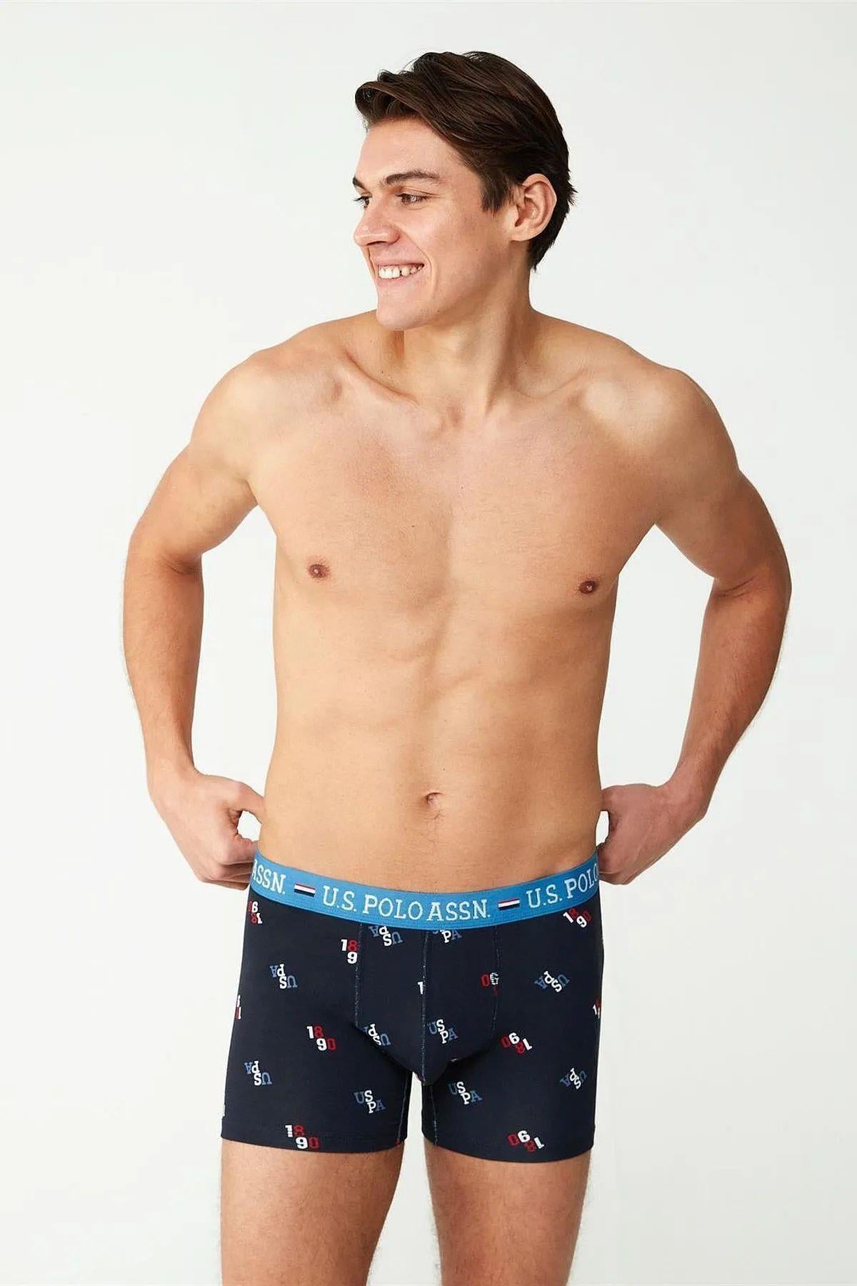 U.S. Polo Assn. 80484 Erkek Lacivert Modal Tekli Boxer