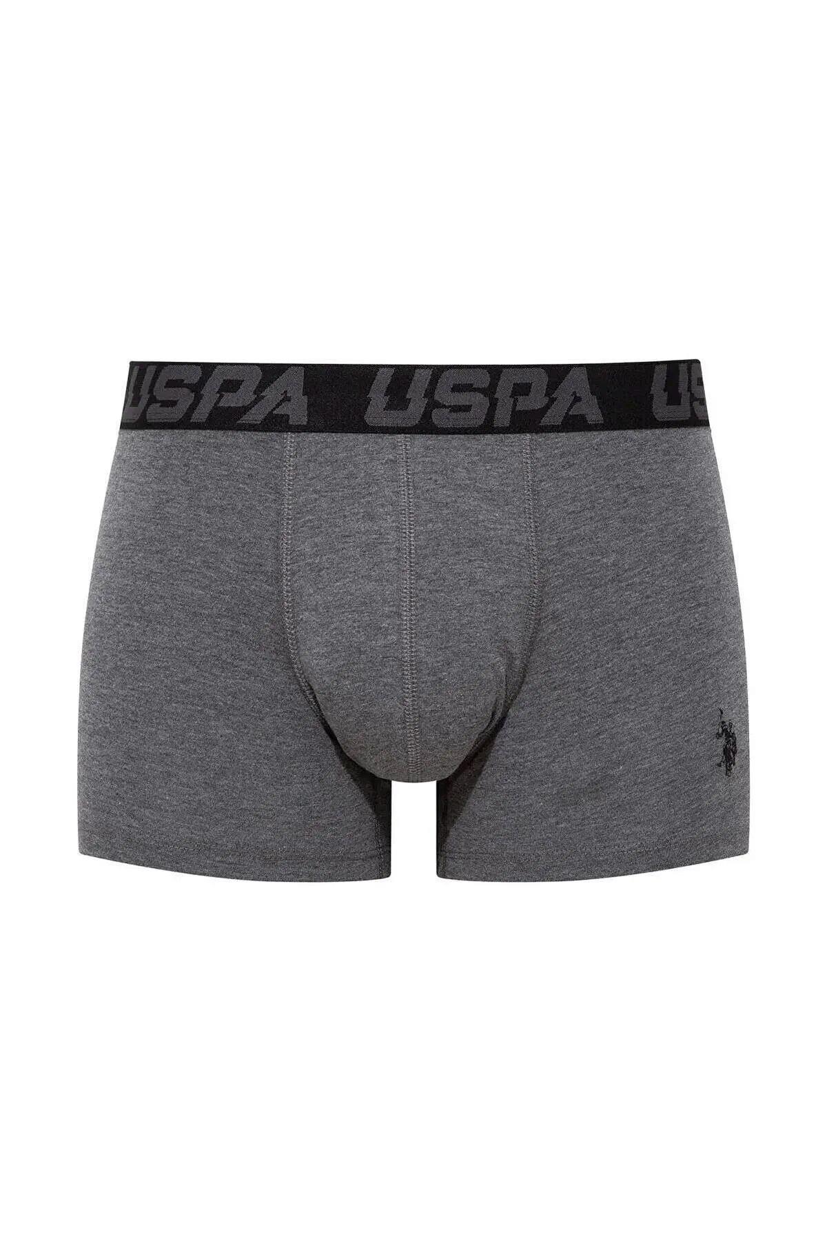 U.S. Polo Assn. 80496 Erkek Siyah-Antrasit-Baskılı Pamuklu 3 Lü Boxer