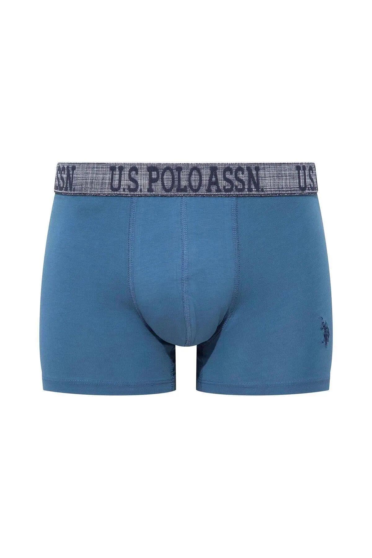 U.S. Polo Assn. 80503 Erkek İndigo-Baskılı-Lacivert Pamuklu 3 Lü Boxer