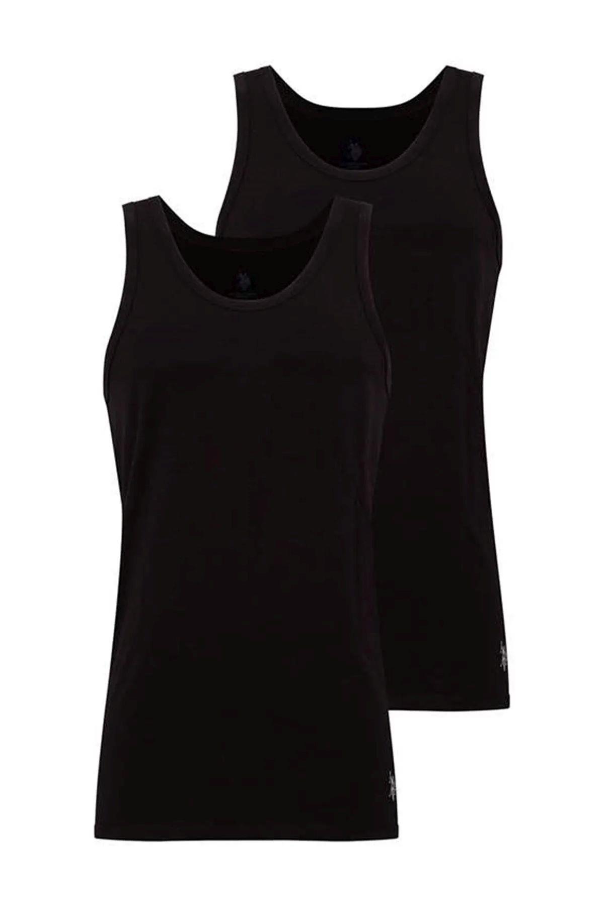 U.S. Polo Assn. 90000 Erkek Siyah Pamuklu Battal Beden 2 Li Atlet