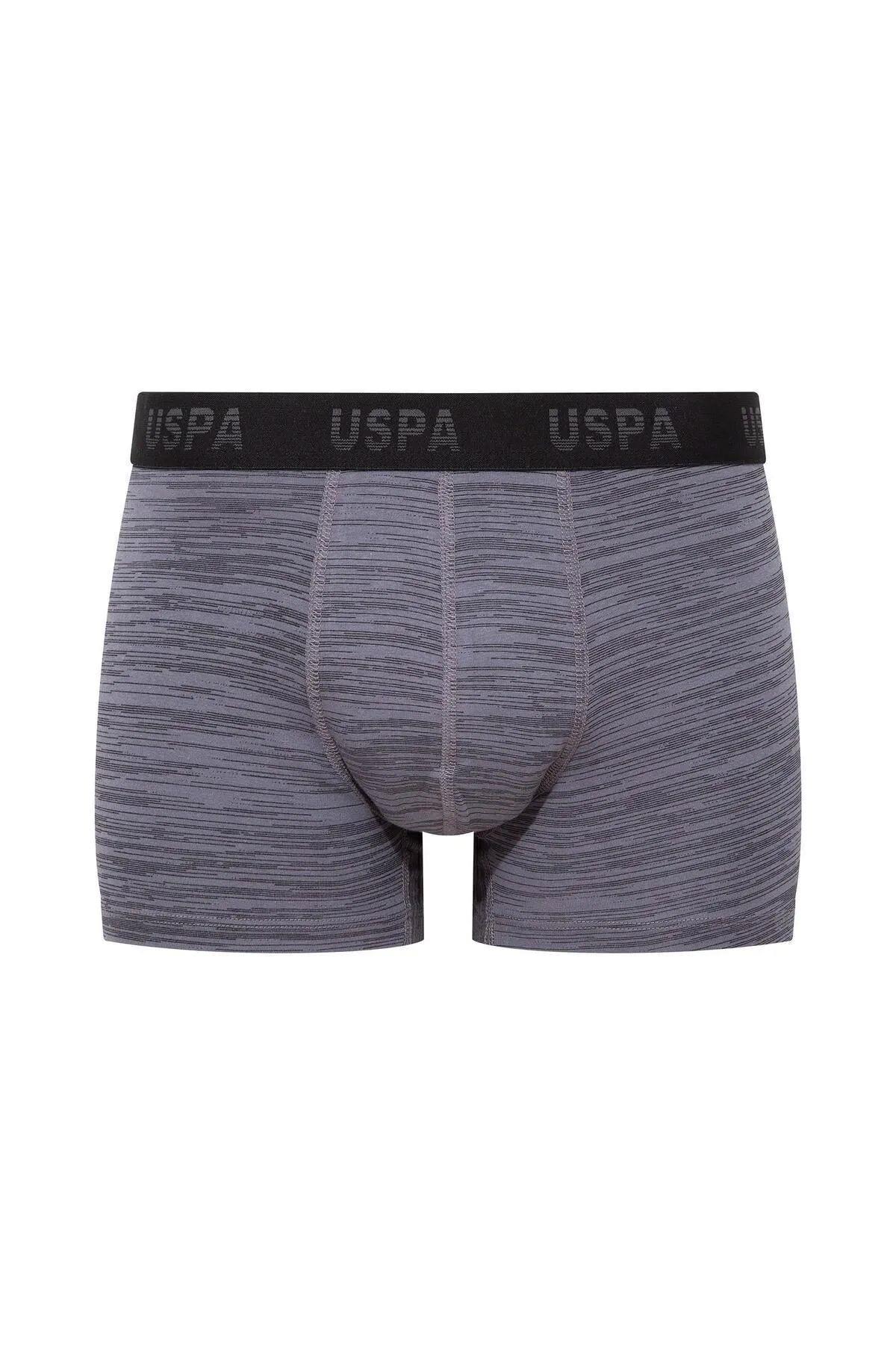 U.S. Polo Assn. 80505 Erkek Baskılı-Siyah-Antrasit Pamuklu 3 Lü Boxer