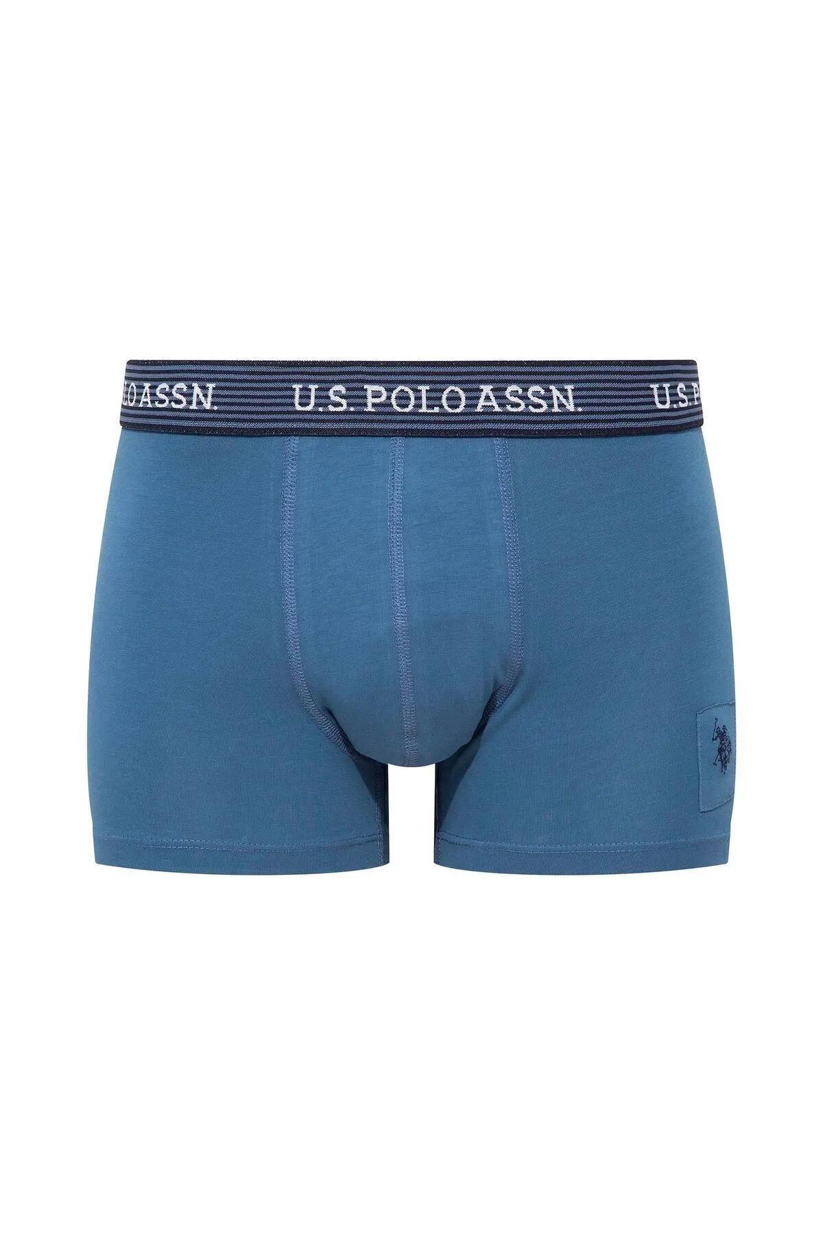 U.S. Polo Assn. 80515 Erkek Baskılı-Lacivert-İndigo Modal 3 Lü Boxer