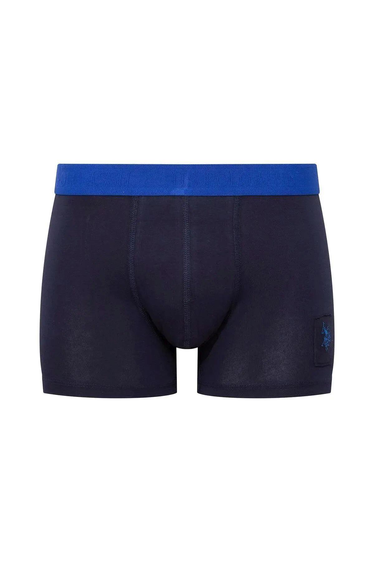 U.S. Polo Assn. 80504 Erkek Baskılı-Lacivert-Yeşil Pamuklu 3 Lü Boxer