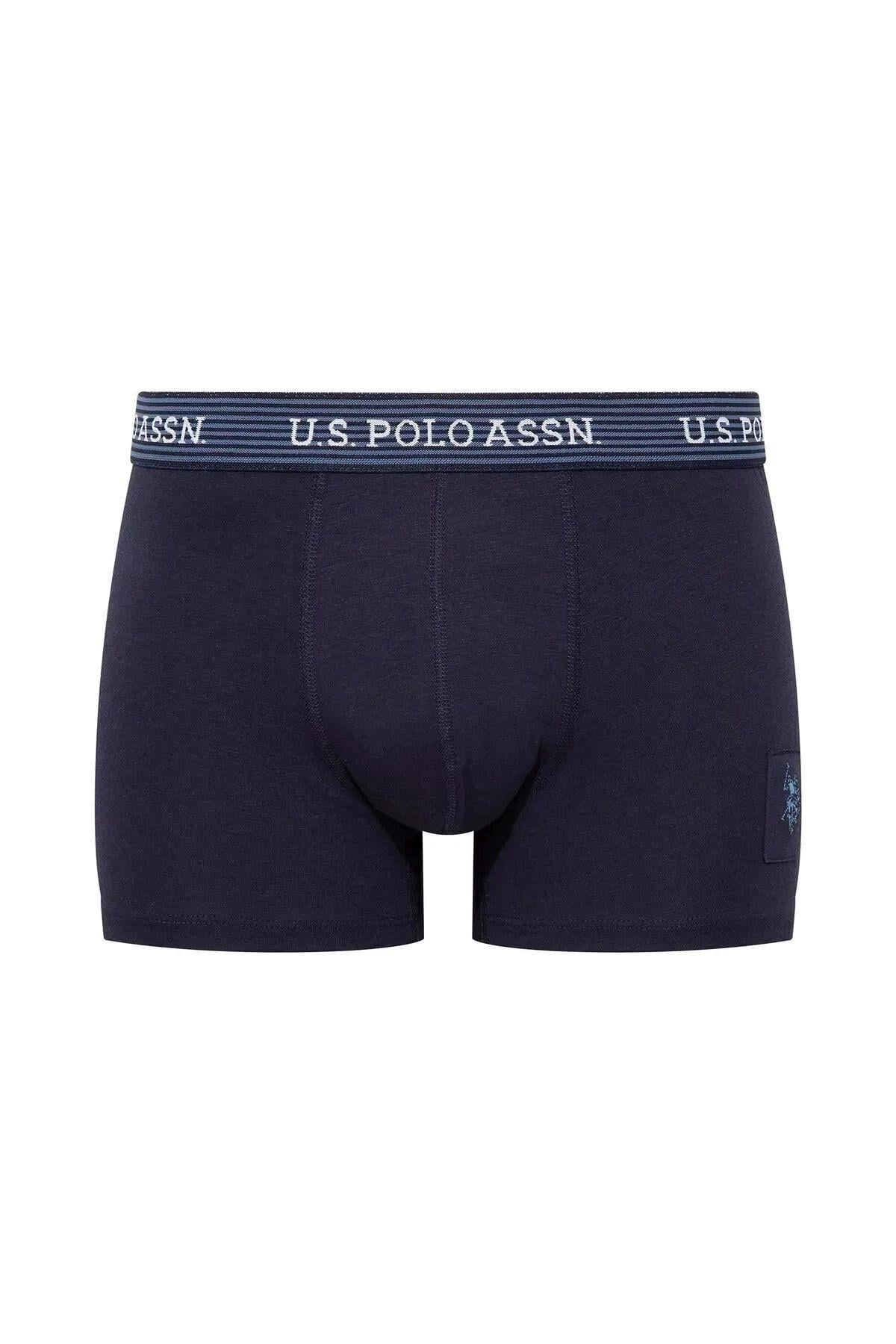 U.S. Polo Assn. 80515 Erkek Baskılı-Lacivert-İndigo Modal 3 Lü Boxer