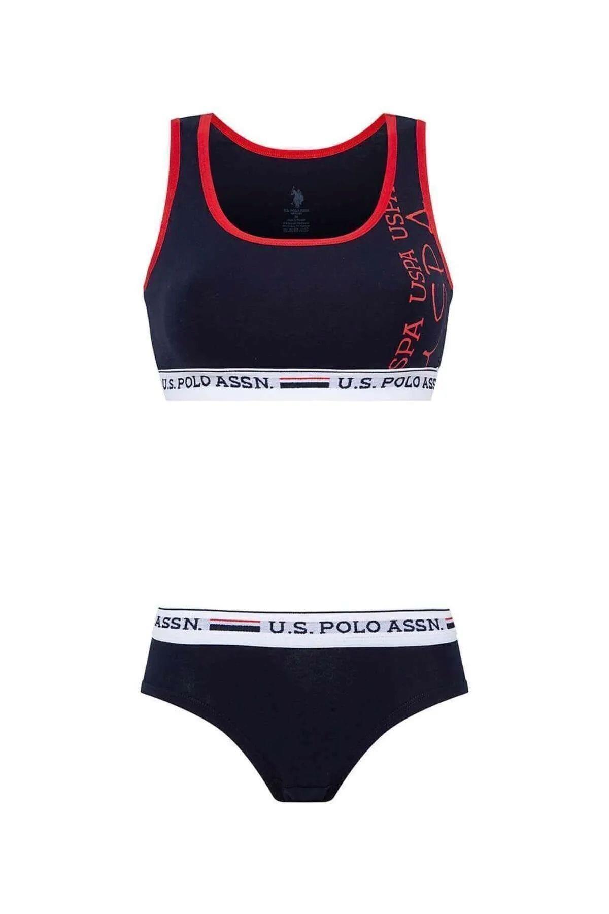 U.S. Polo Assn. 66255 Kadın Lacivert Büstiyer Şort Takım