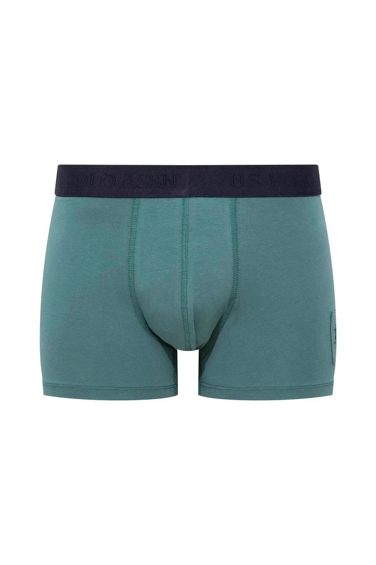 U.S. Polo Assn. 80504 Erkek Baskılı-Lacivert-Yeşil Pamuklu 3 Lü Boxer
