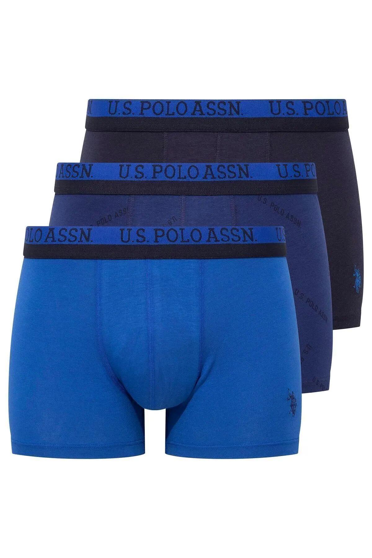 U.S. Polo Assn. 80522 Erkek Baskılı-Bordo-Siyah Modal 3 Lü Boxer