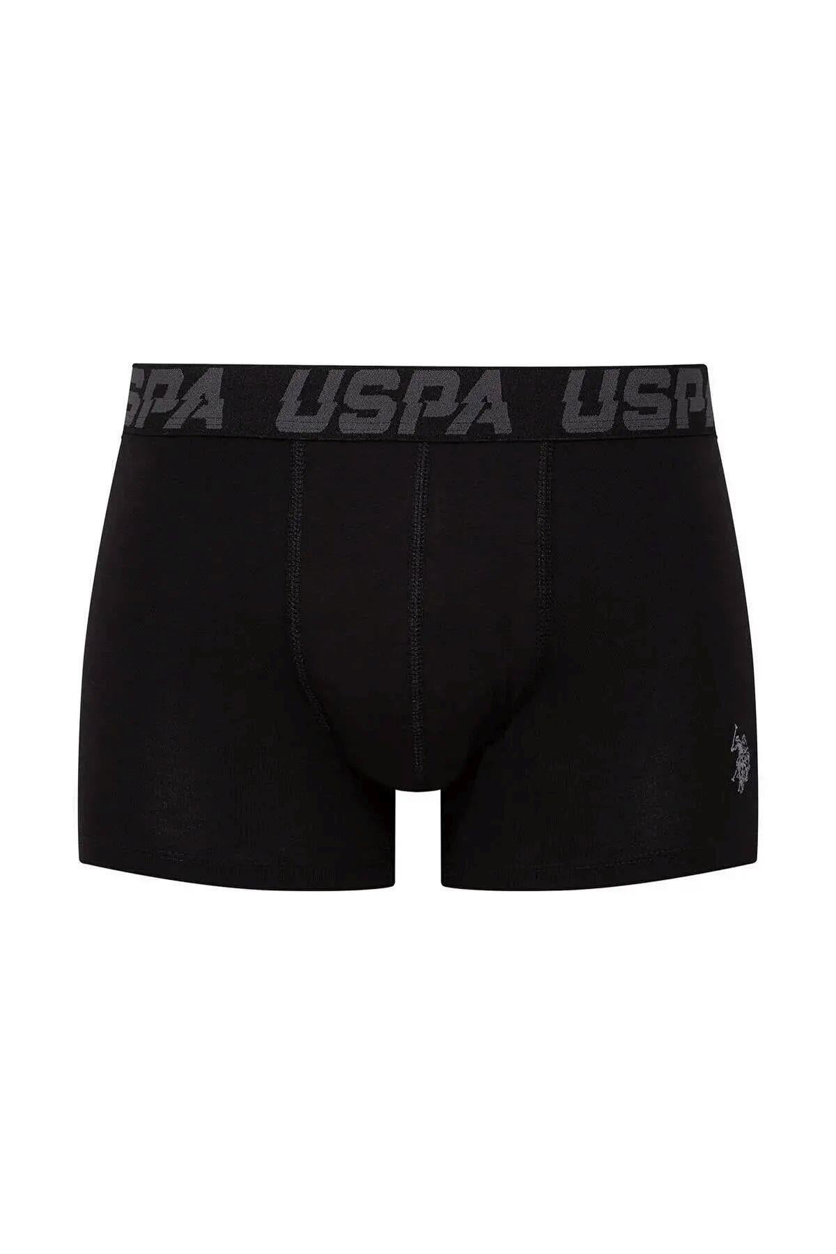 U.S. Polo Assn. 80496 Erkek Siyah-Antrasit-Baskılı Pamuklu 3 Lü Boxer