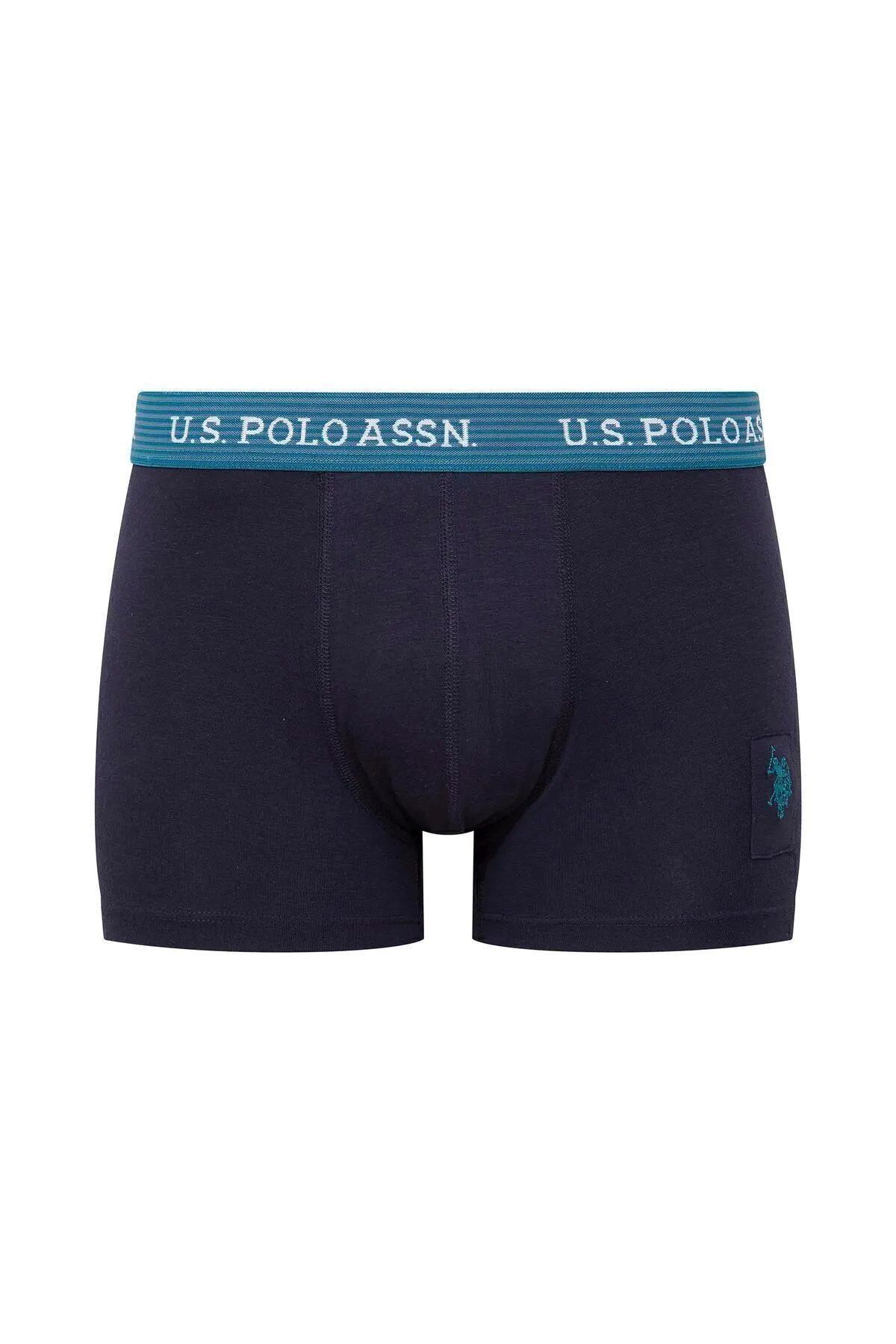 U.S. Polo Assn. 80515 Erkek Baskılı-Lacivert-İndigo Modal 3 Lü Boxer