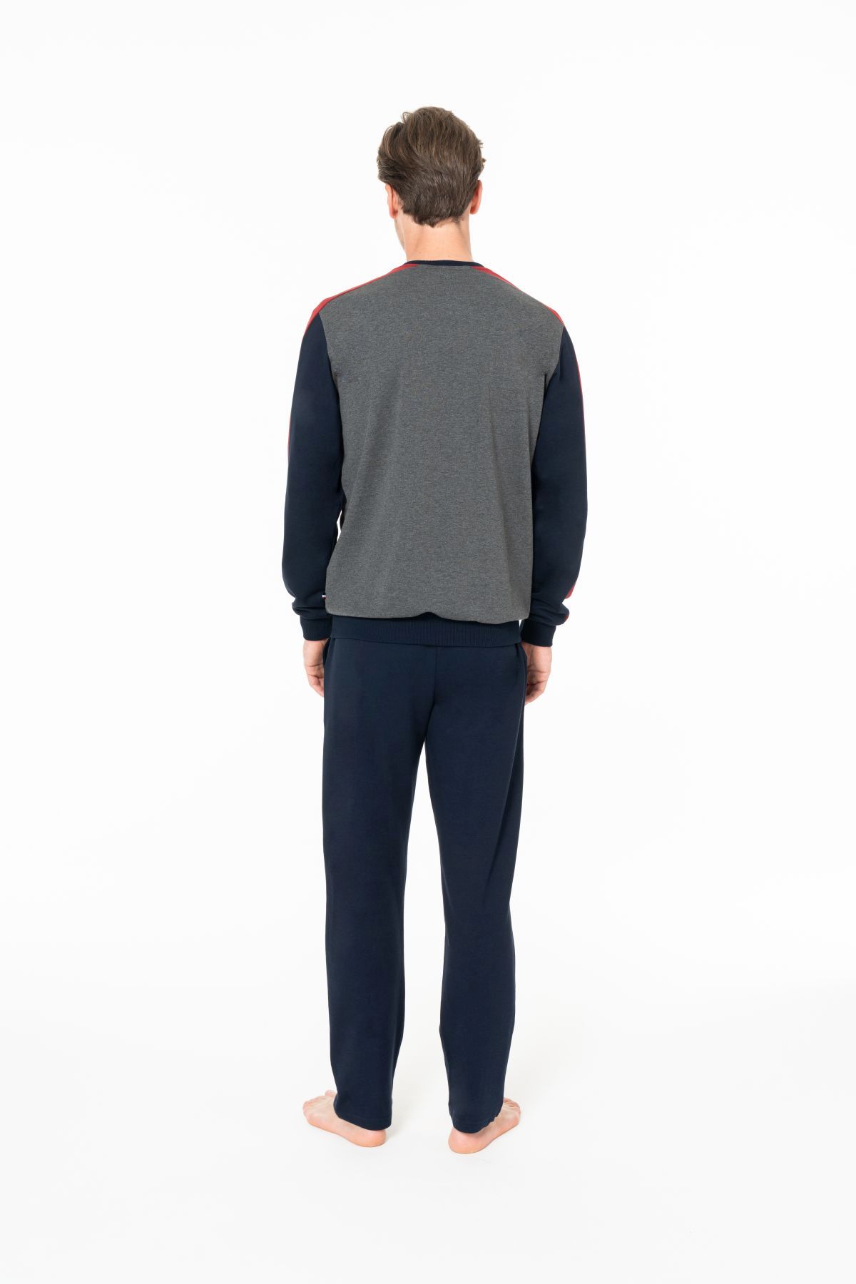 U.S. Polo Assn. 18939 Erkek Antrasıt Melanj Yuvarlak Yaka Uzun Kollu Pijama Takımı