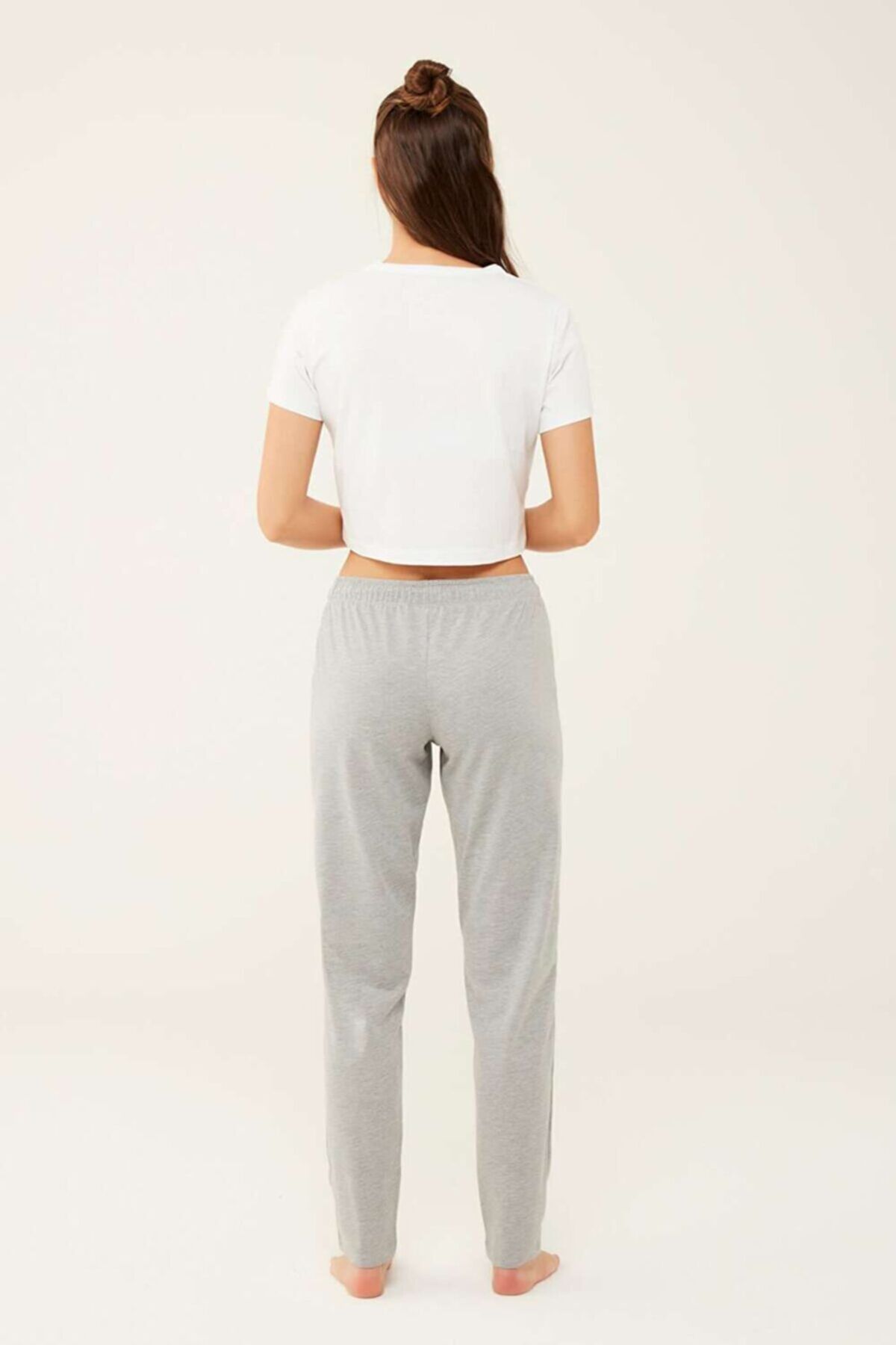 U.S. Polo Assn. 16601 Kadın Gri Melanj Pijama Altı
