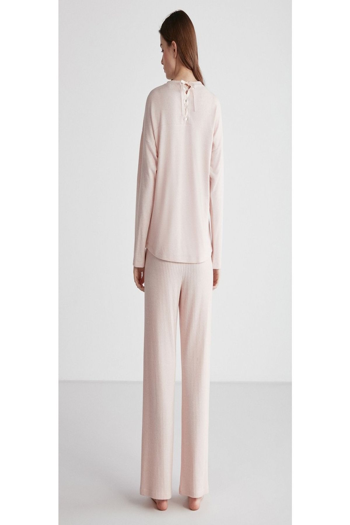 U.S. Polo Assn. 16954 Kadın Pembe Melanj Yuvarlak Yaka Uzun Kollu Pijama TakımıKadın Pijama TakımıU.S. Polo Assn.