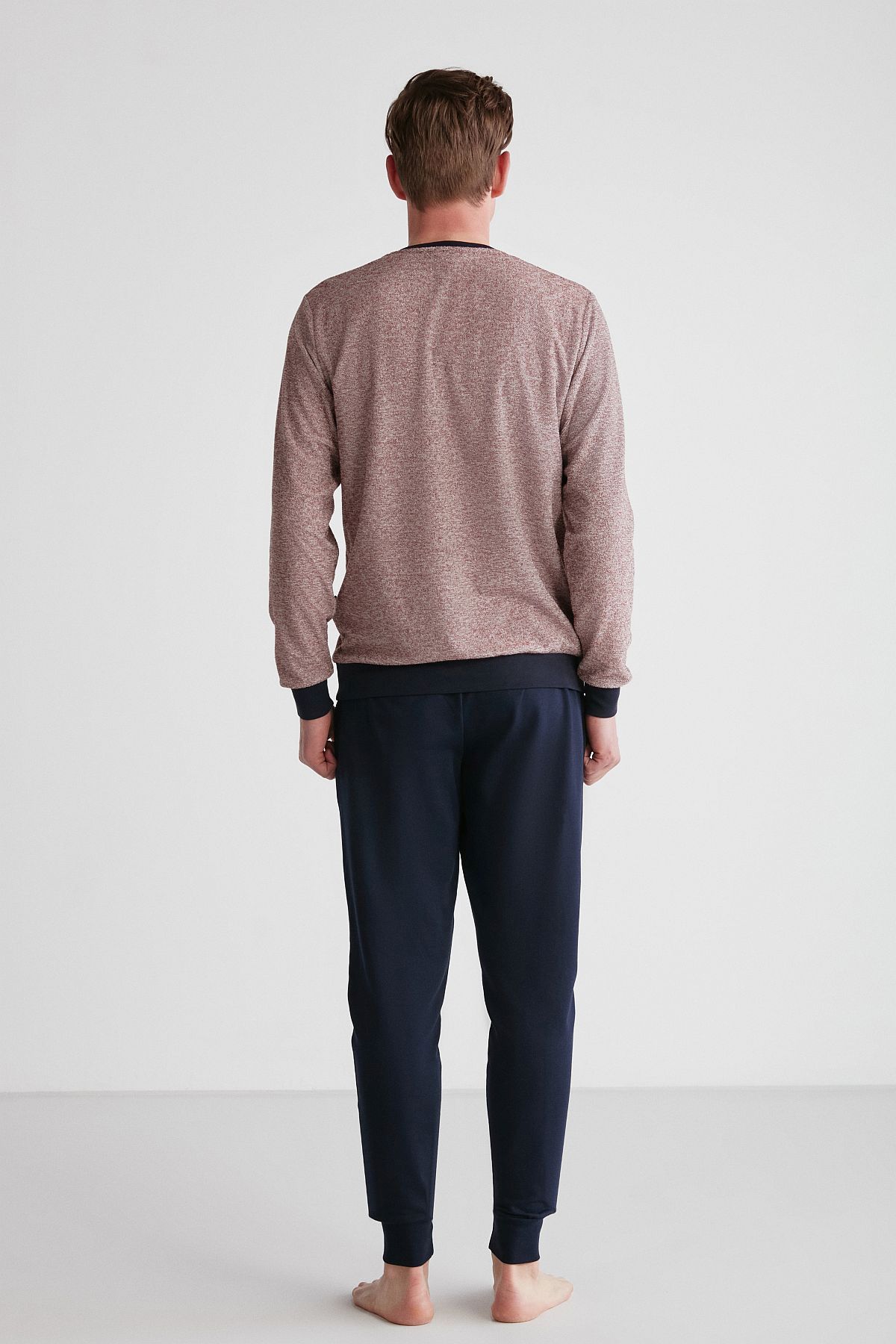 U.S. Polo Assn. 18720 Erkek Bordo Yuvarlak Yaka Uzun Kollu Pijama Takımı