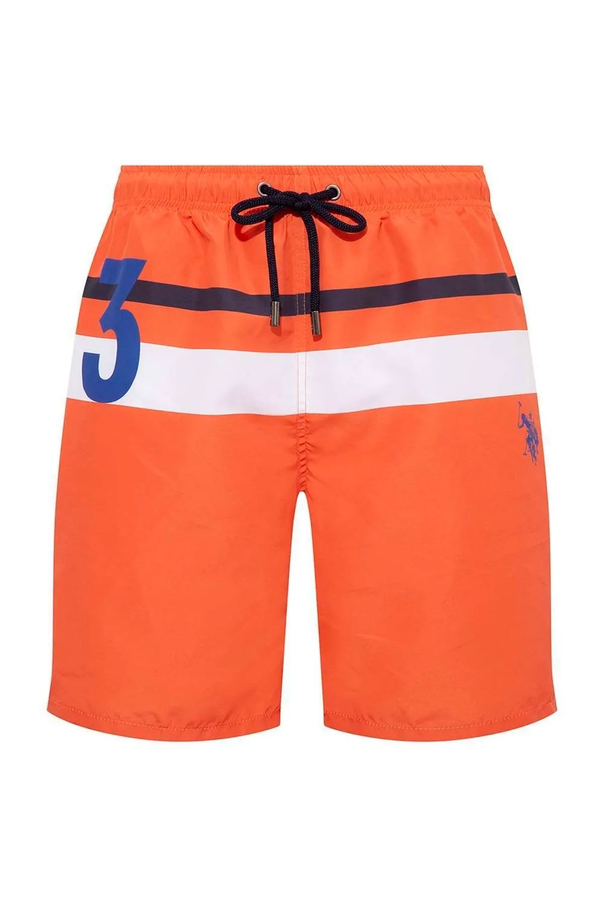 U.S. Polo Assn. 22003 Turuncu Fermuar Cepli Uzun Erkek Deniz Şortu
