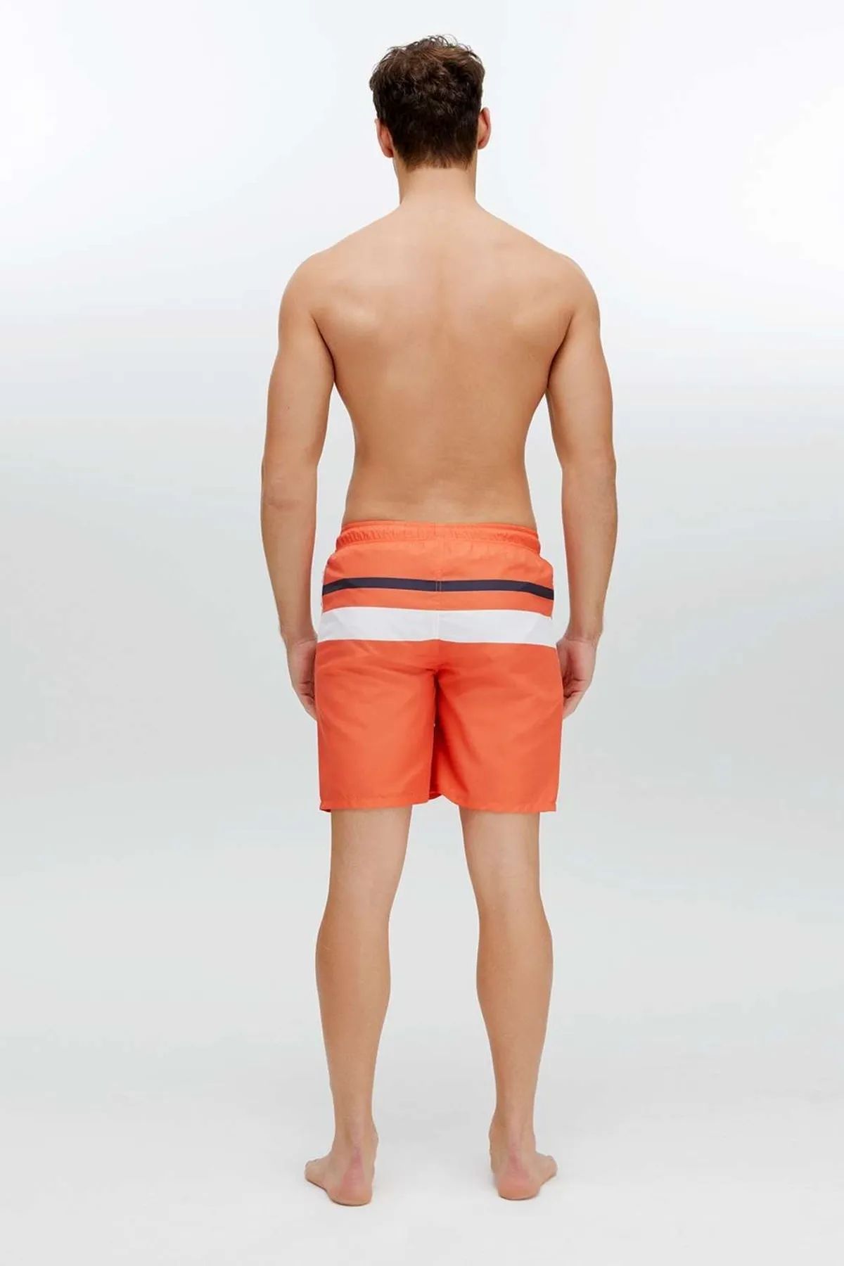U.S. Polo Assn. 22003 Turuncu Fermuar Cepli Uzun Erkek Deniz Şortu
