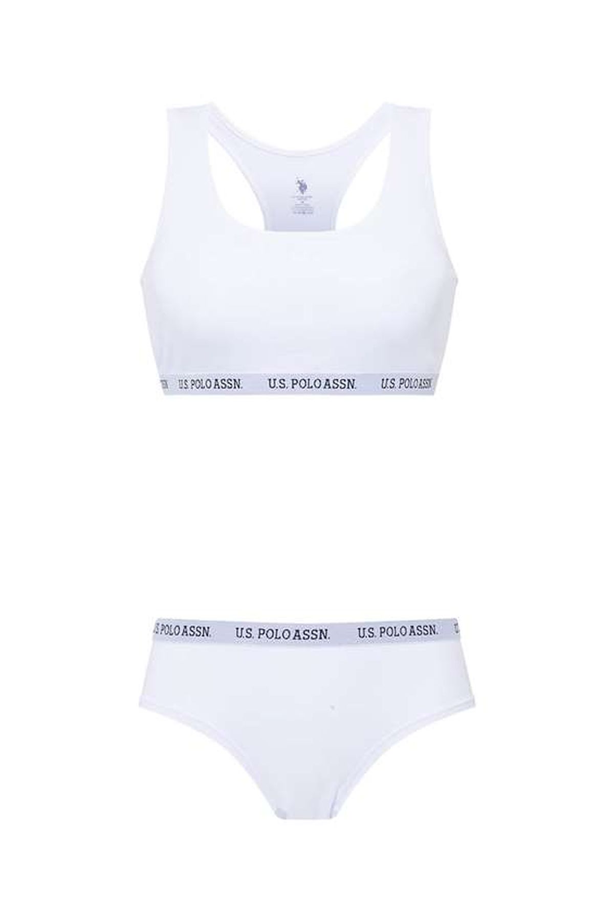 U.S. Polo Assn. 65003 Kadın Beyaz Sporcu Büstiyer Şort Set