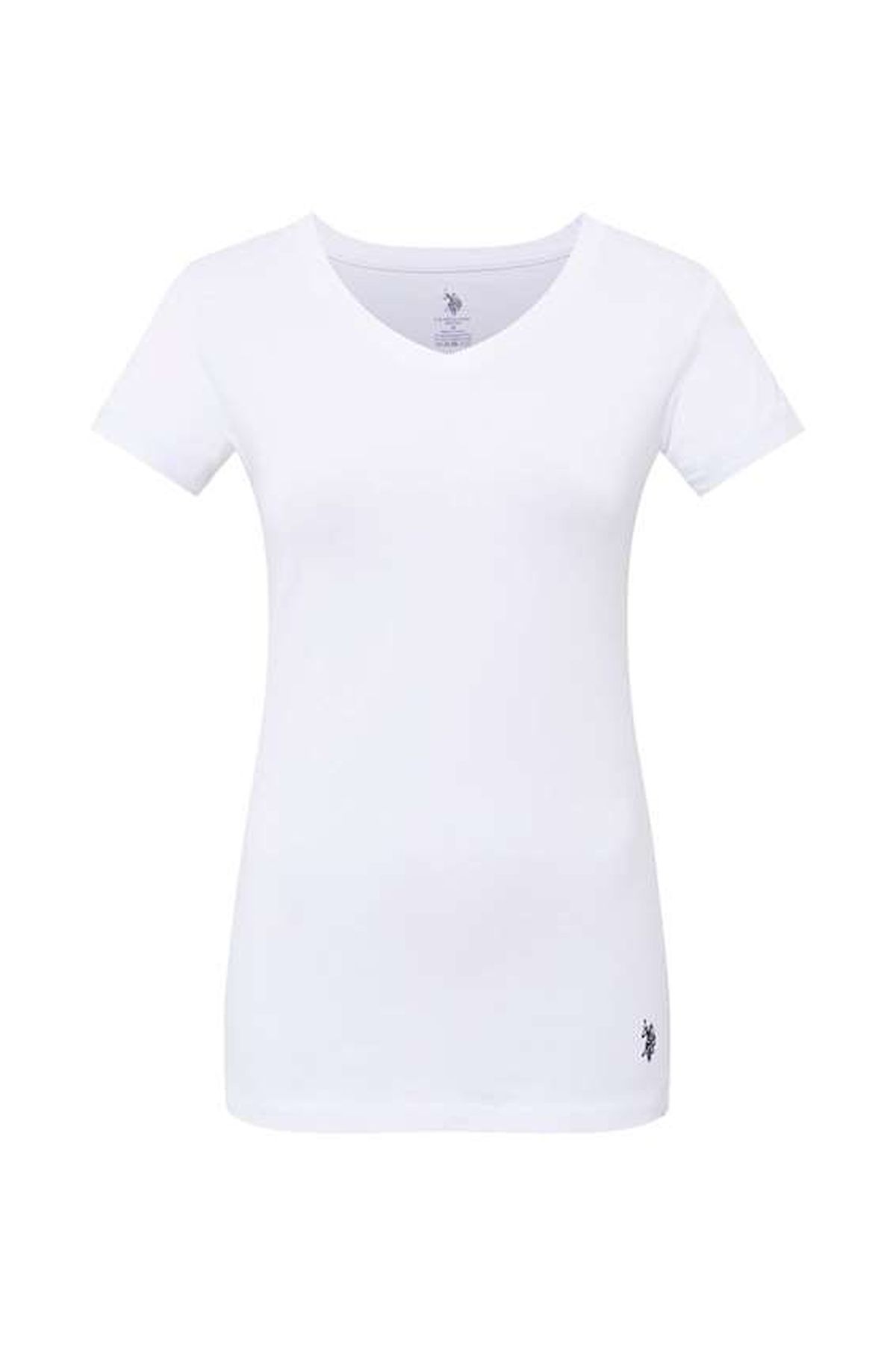 U.S. Polo Assn. 66004 Kadın Beyaz Kısa Kollu V-Yaka T-Shirt
