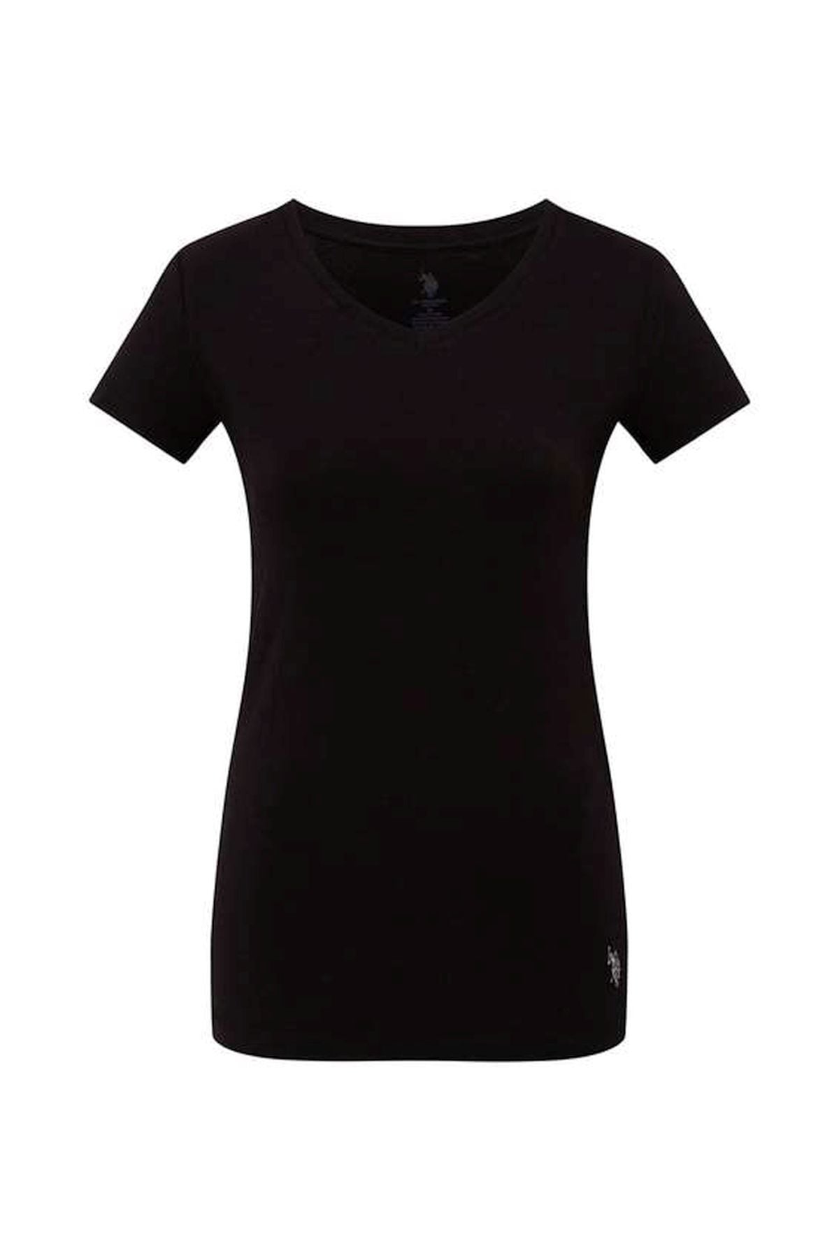 U.S. Polo Assn. 66004 Kadın Siyah Kısa Kollu V-Yaka T-Shirt