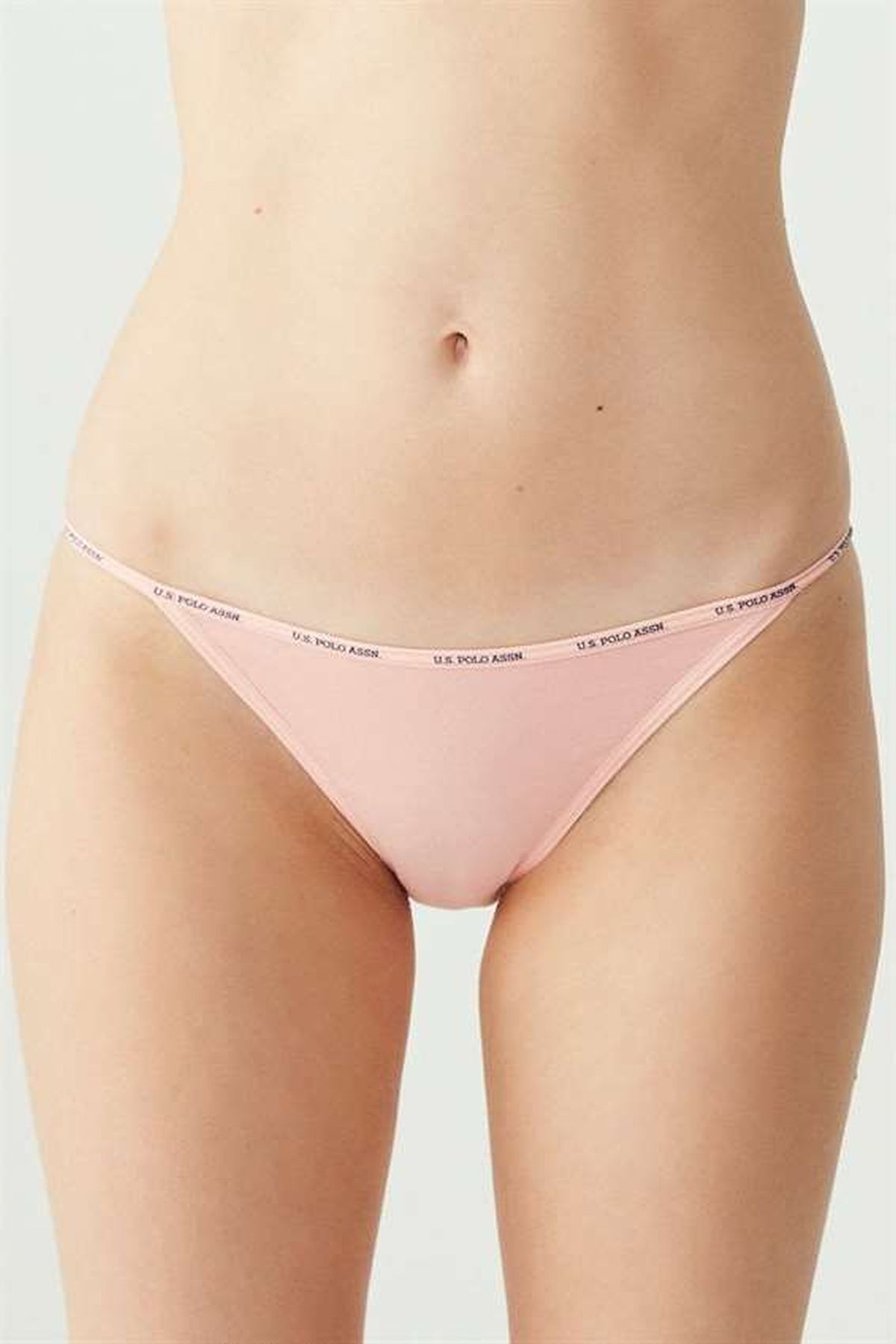 U.S. Polo Assn. 67000 Kadın Siyah-Ten-Beyaz-Somon-Kırmızı 5li Tanga Slip