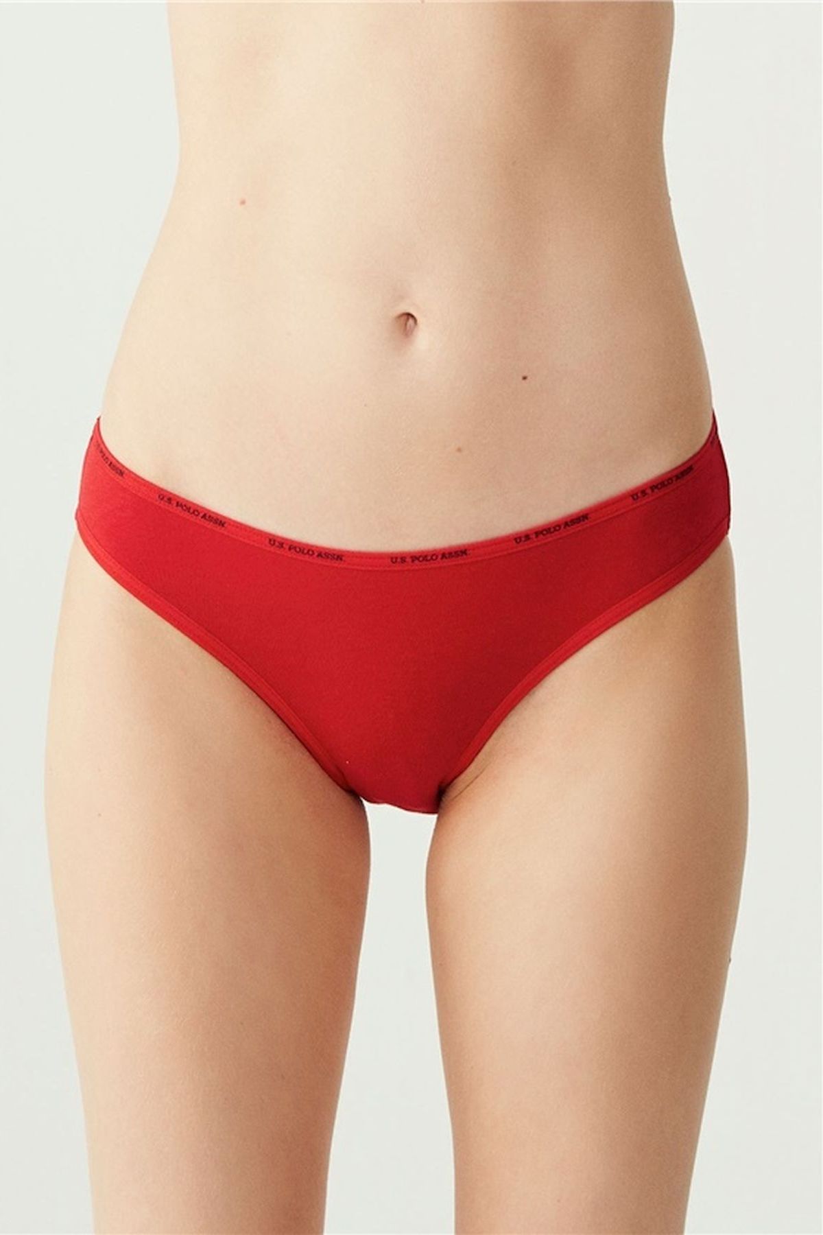 U.S. Polo Assn. 67001 Kadın Siyah-Ten-Beyaz-Somon-Kırmızı 5li Düşük Bel Slip
