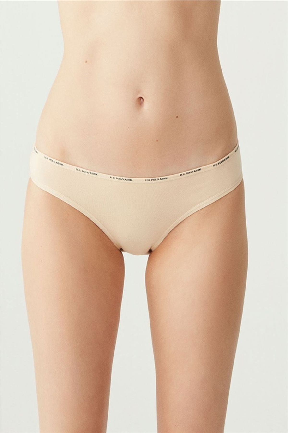 U.S. Polo Assn. 67001 Kadın Siyah-Ten-Beyaz-Ten-Beyaz 5li Düşük Bel Slip