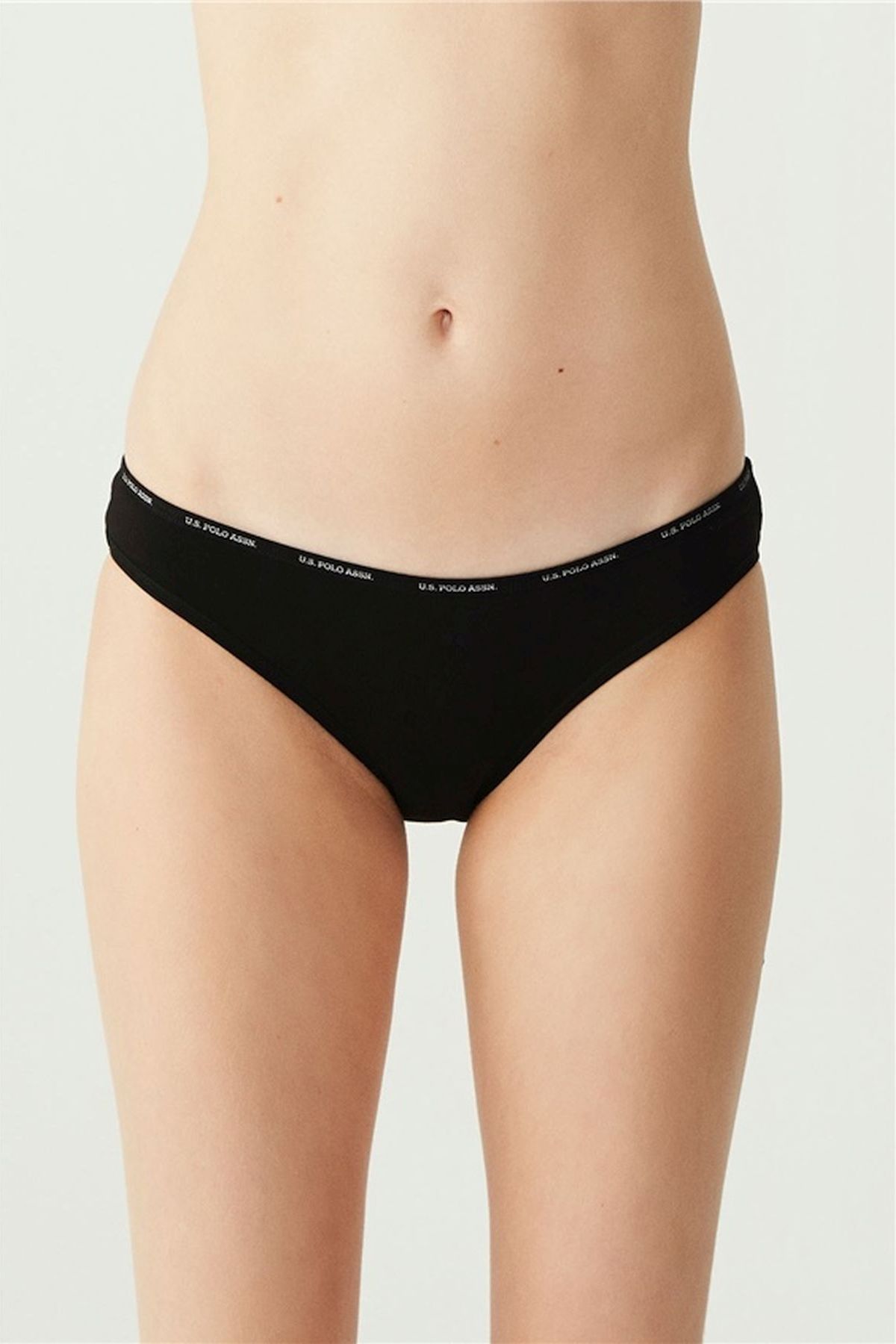 U.S. Polo Assn. 67001 Kadın Siyah-Ten-Beyaz-Ten-Beyaz 5li Düşük Bel Slip