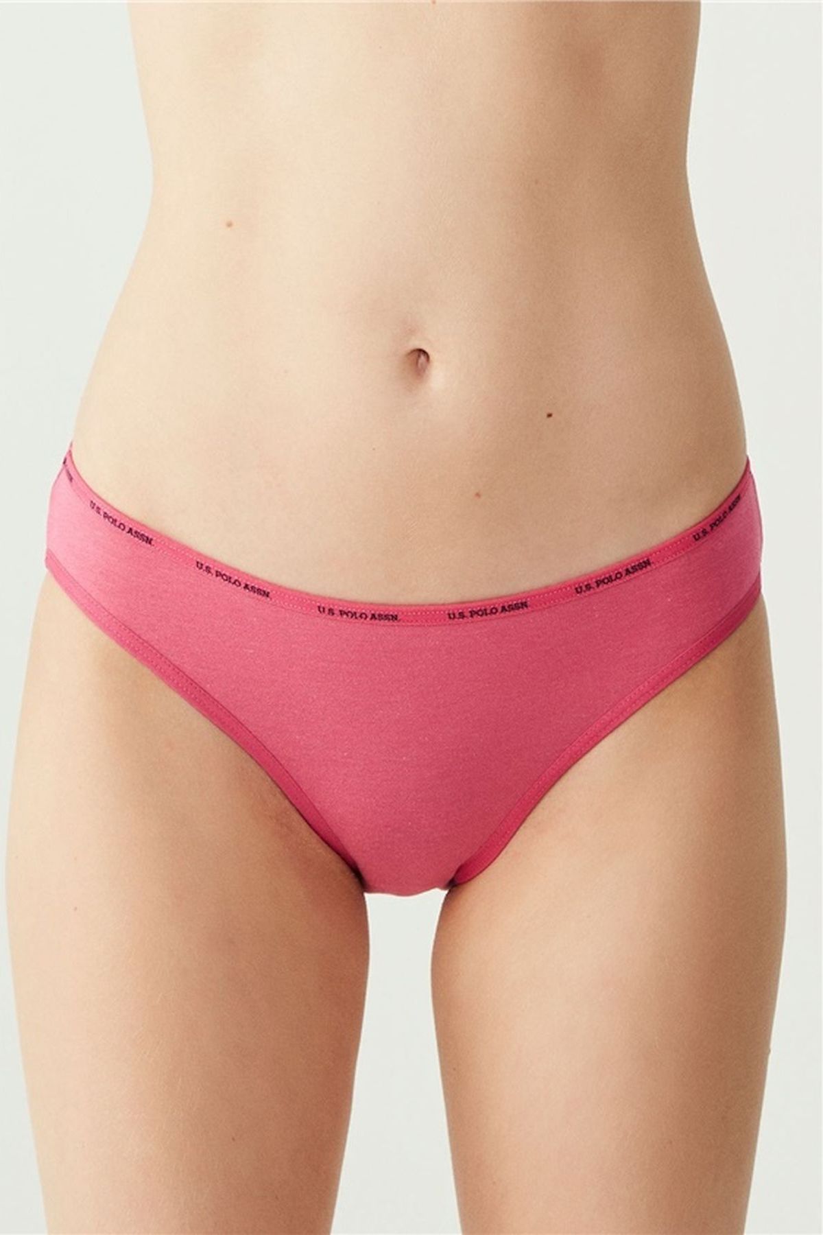 U.S. Polo Assn. 67001 Kadın Siyah-Ten-Beyaz-Fuşya-Lacivert 5li Düşük Bel Slip