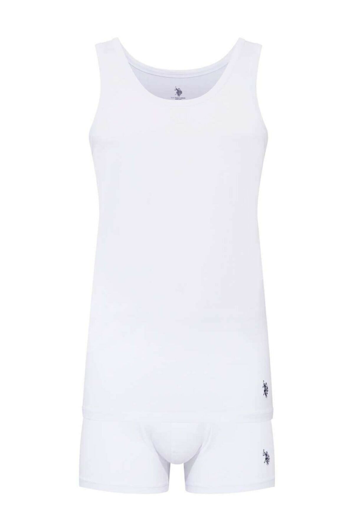 U.S. Polo Assn. 80088 Erkek Beyaz Atlet Şort Set
