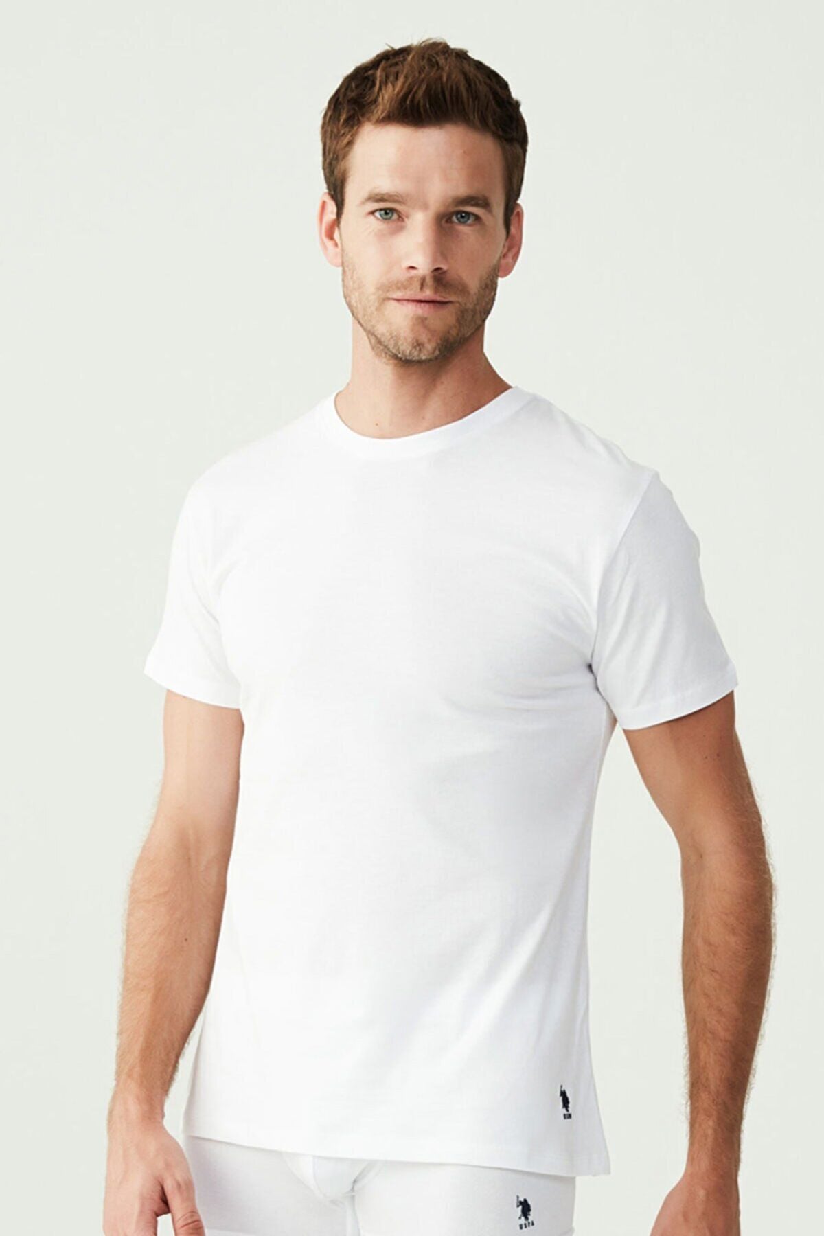 U.S. Polo Assn. 80197 Erkek Beyaz 2li Yuvarlak Yaka Kısa Kol Atlet