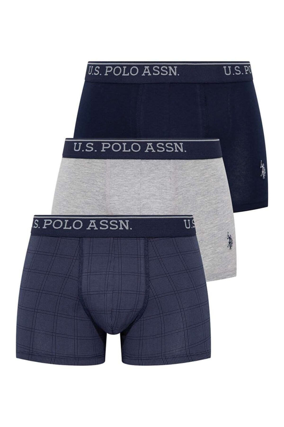 U.S. Polo Assn. 80263 Erkek Lacivert-Gri-İndigo 3lü Boxer