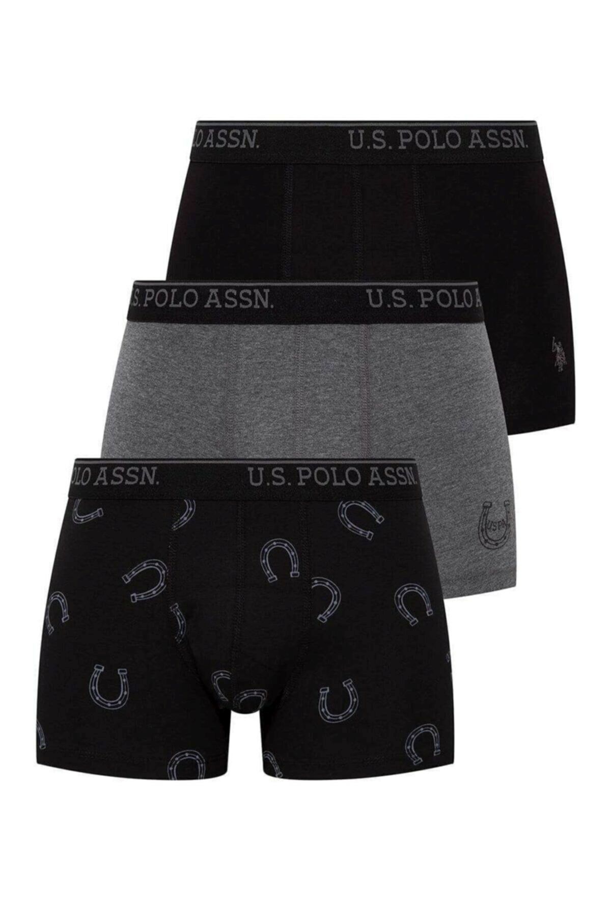 U.S. Polo Assn. 80304 Erkek Siyah-Antrasit-Siyah 3lü Boxer