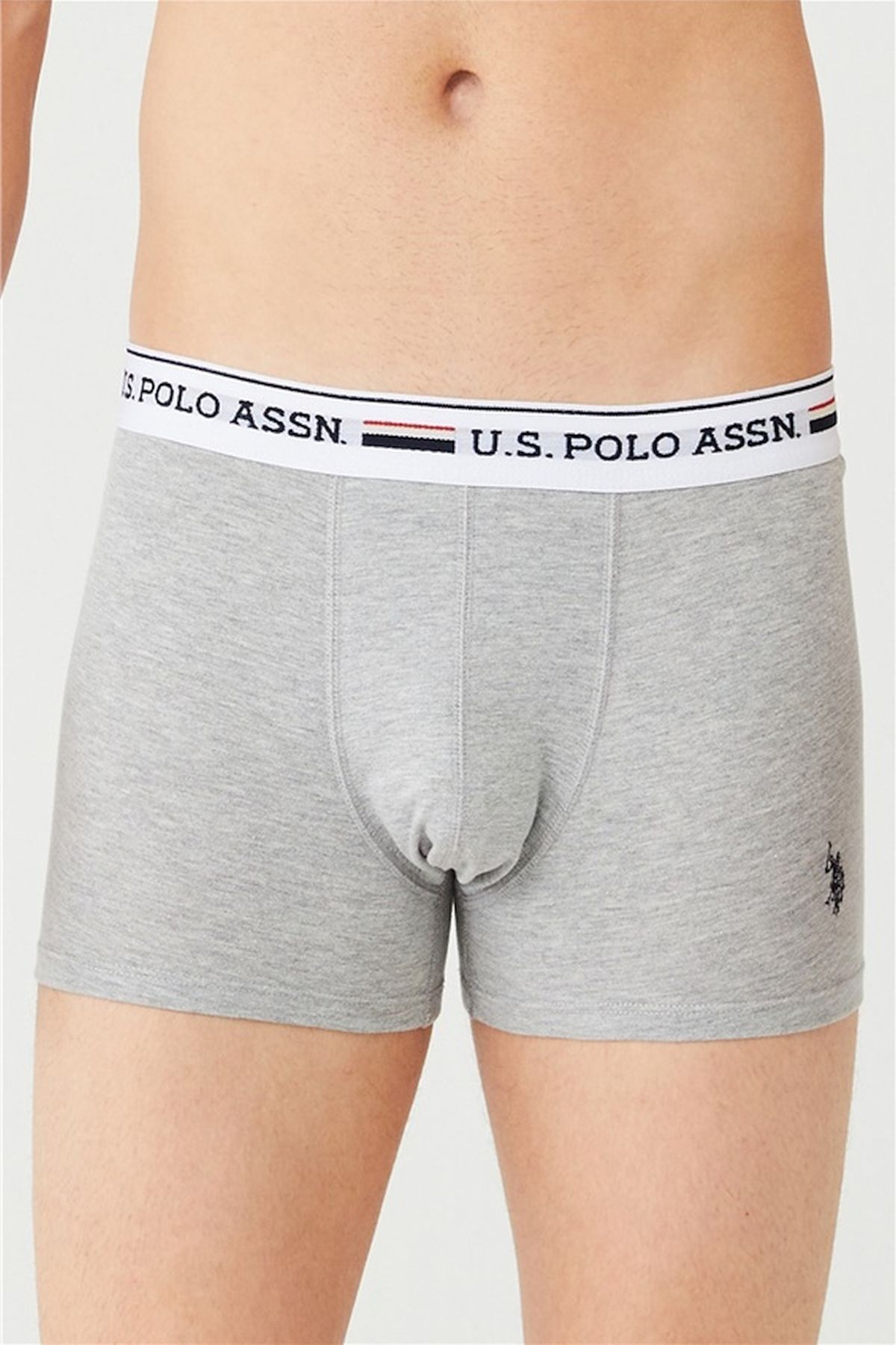 U.S. Polo Assn. 80431 Erkek Gri-Kırmızı-Lacivert 3lü Boxer