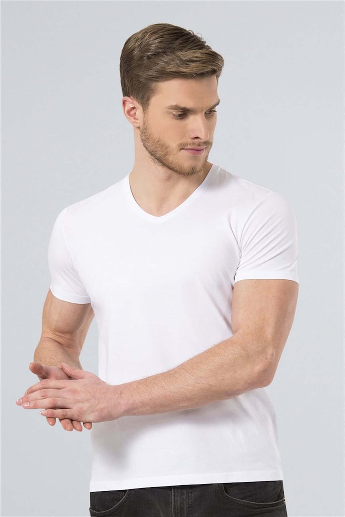 Wtshirt Las Vegas Erkek V Yaka Basic T-Shirt