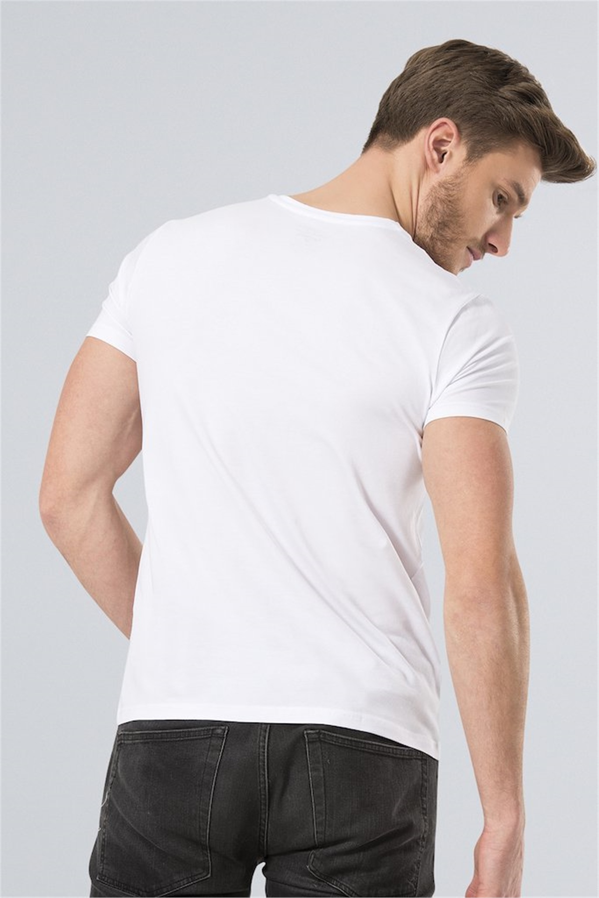 Wtshirt Las Vegas Erkek V Yaka Basic T-Shirt