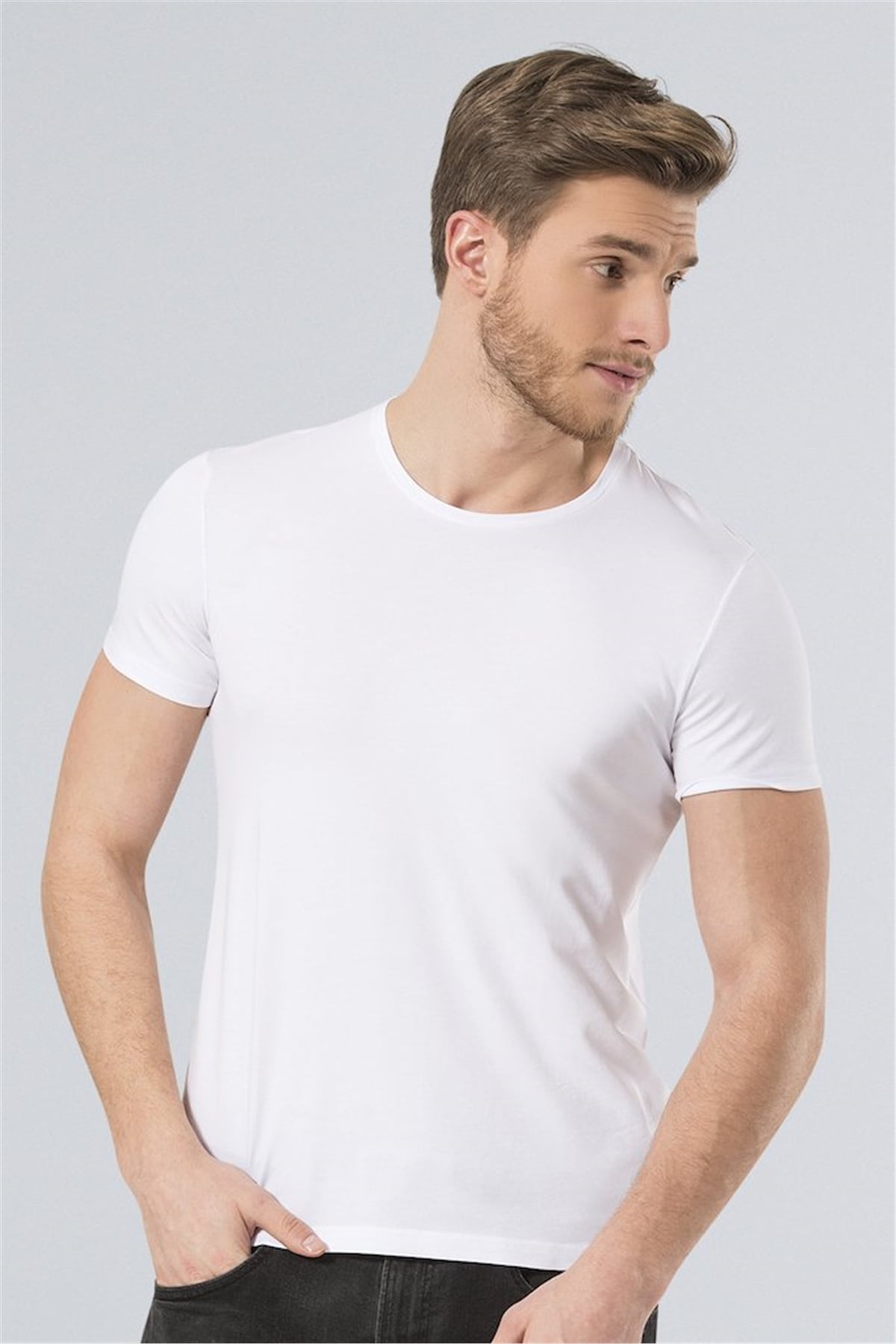 Wtshirt Monte Carlo Erkek Bisiklet Yaka Basic T-Shirt