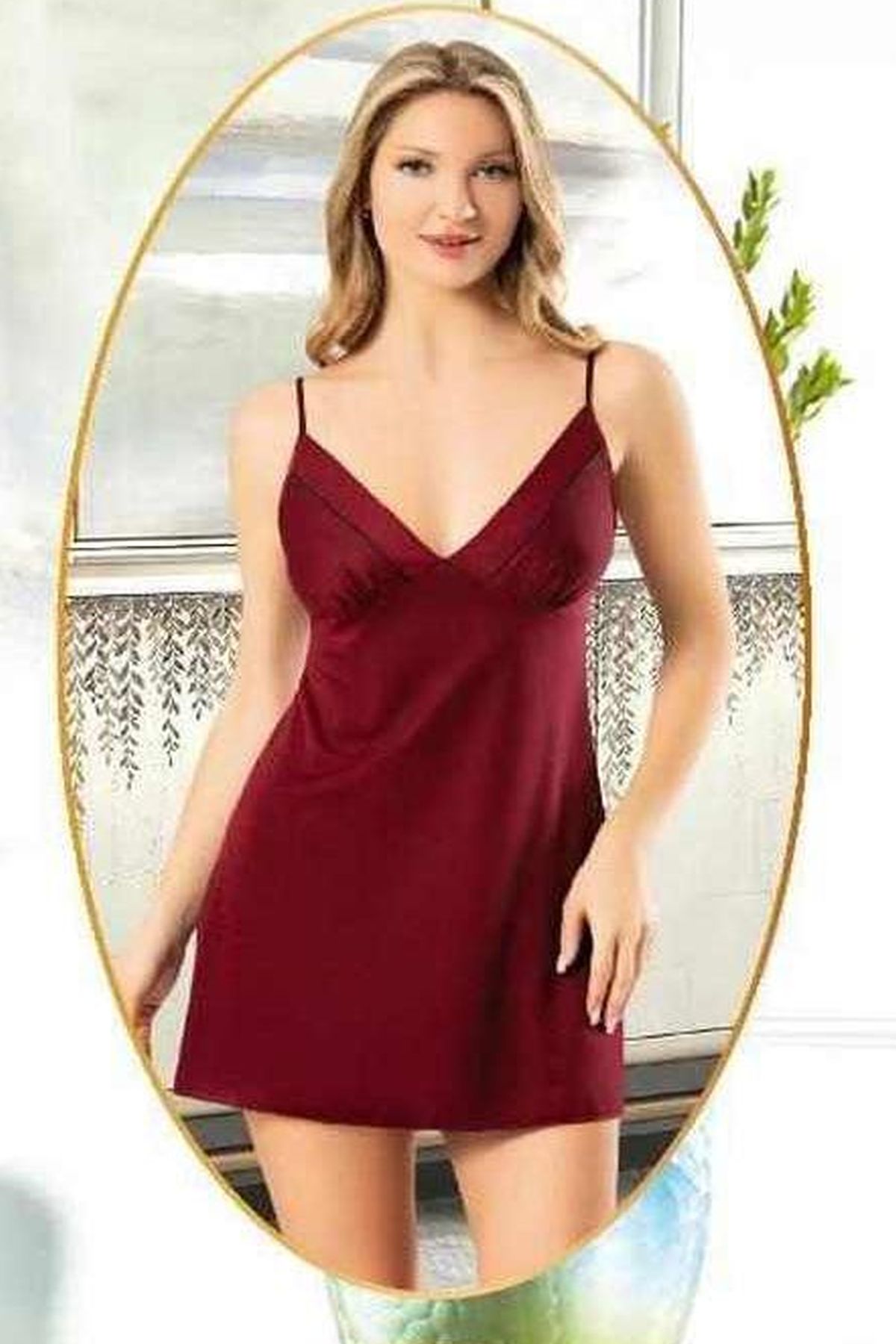 Xses 5025 Kadın Bordo Penye 4Lü Şortlu Sabahlık Gecelik Çeyizlik Takım