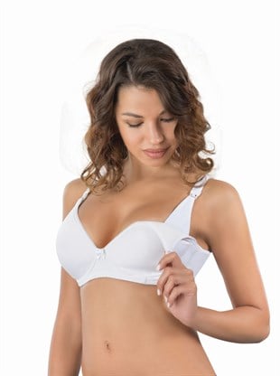 Emay 166 Süngerli Toparlayıcı Lohusa Emzirme Sütyeni Beyaz