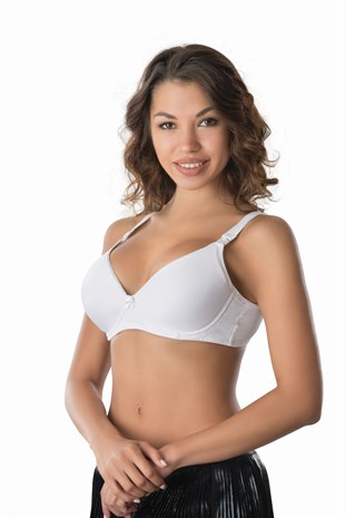 Emay 166 Süngerli Toparlayıcı Lohusa Emzirme Sütyeni Beyaz