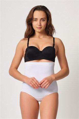 Emay 2005 Yüksek Bel Pop-Up Kalça Toparlayıcı Slip Korse Beyaz