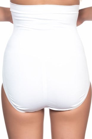 Emay 2008 Dikişsiz Yüksek Bel Slip Korse Beyaz