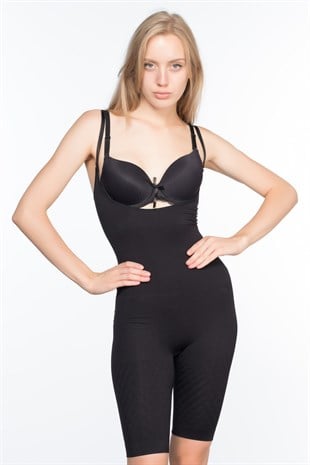 Emay 2013 Dikişsiz Göğsü Açık Body Boxer Korse Siyah