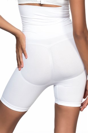 Emay 2014 Dikişsiz Çift Kat Boxer Korse Beyaz