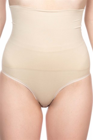 Emay 2019 Dikişsiz Çıtçıtlı Çift Kat Slip Korse Ten