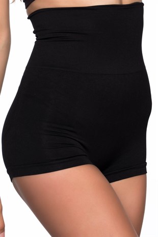 Emay 2022 Dikişsiz Toparlayıcı Çift Kat Boxer Korse Siyah