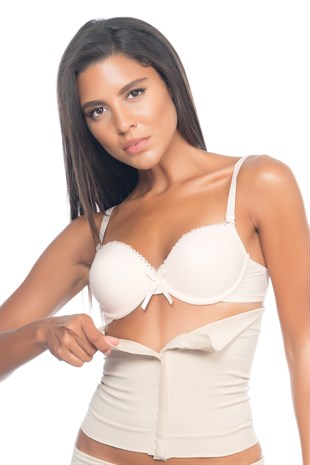 Emay 2026 Agraflı Çift Kat Bel Korse Ten