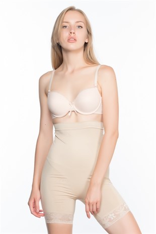 Emay 2027 Paçası Dantelli Dikişsiz Boxer Korse Ten
