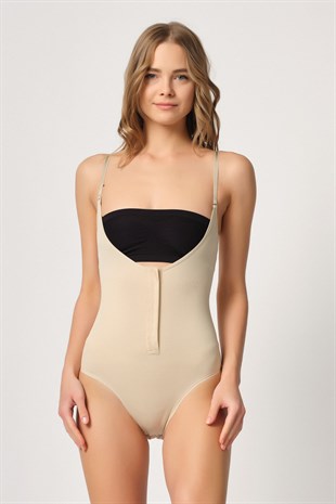 Emay 2043 Agraflı Dikişsiz Göğsü Açık Boy Korse Ten